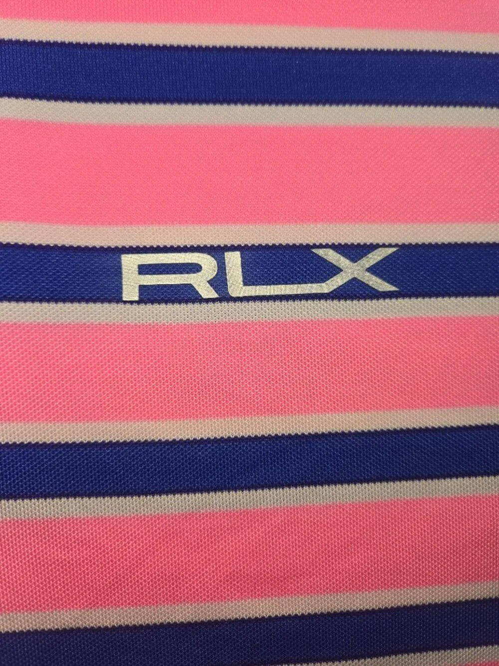 RLX Ralph Lauren Mens Pink Striped Polo Size Large